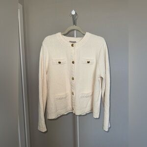 H&M Women's Cream Button-Up Sweater size XL